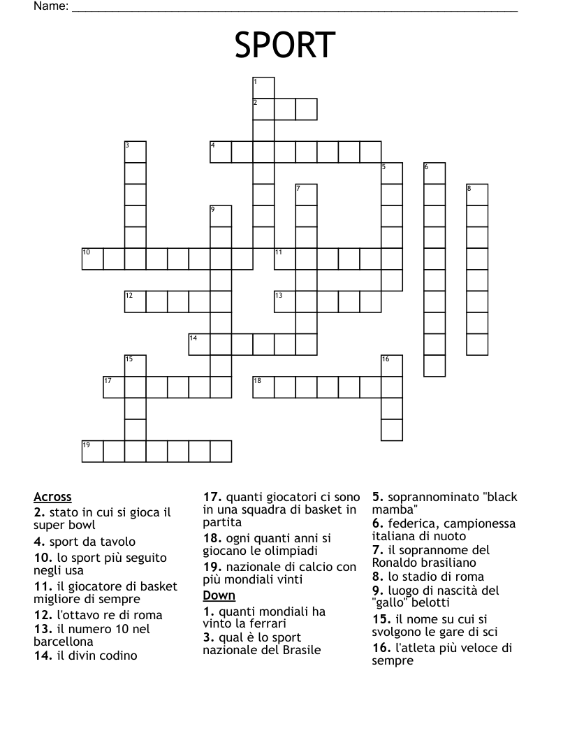 SPORT Crossword
