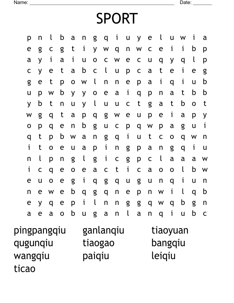 SPORT Word Search