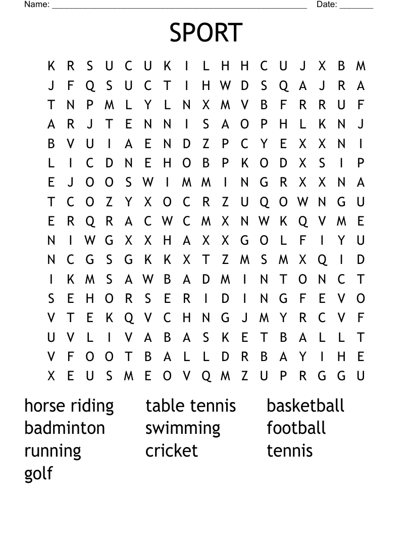 SPORT Word Search