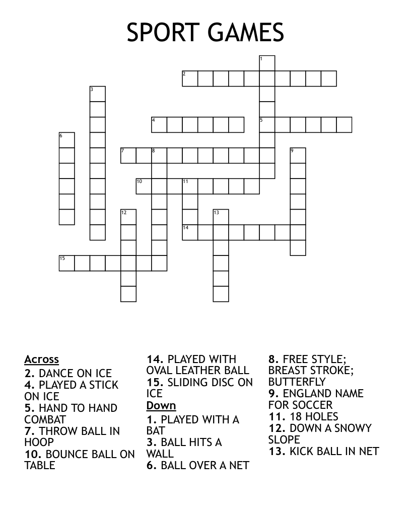SPORT GAMES Crossword