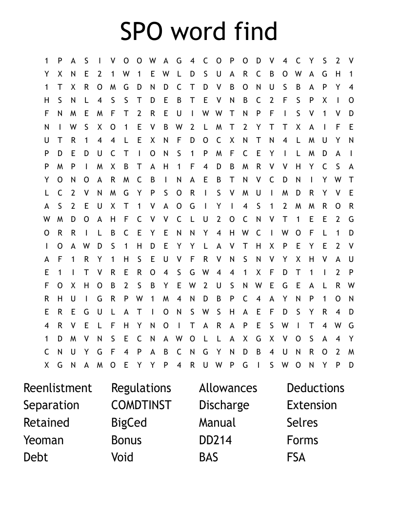 SPO word find Word Search