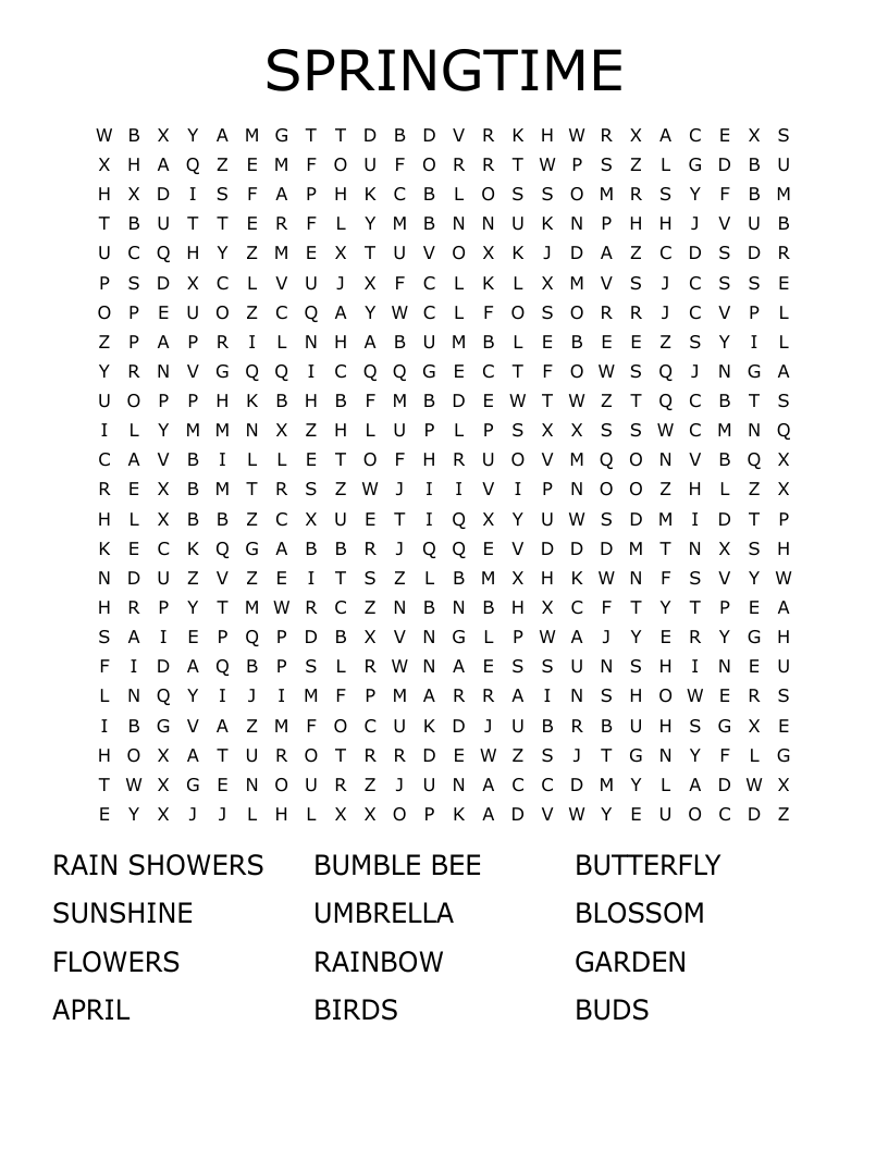SPRINGTIME Word Search