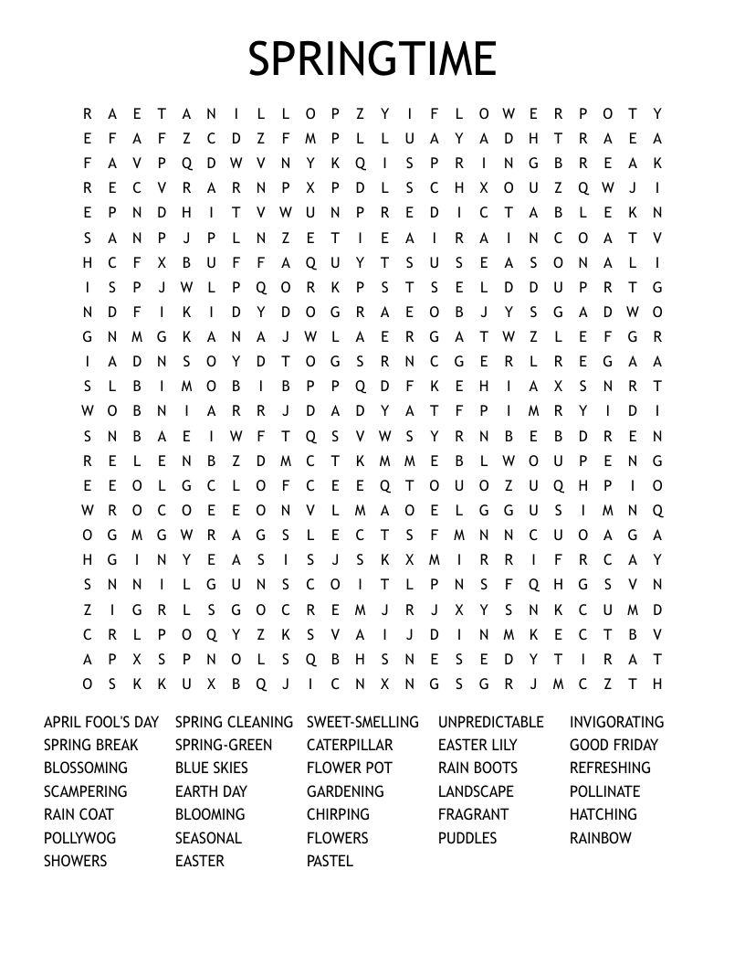 SPRINGTIME Word Search
