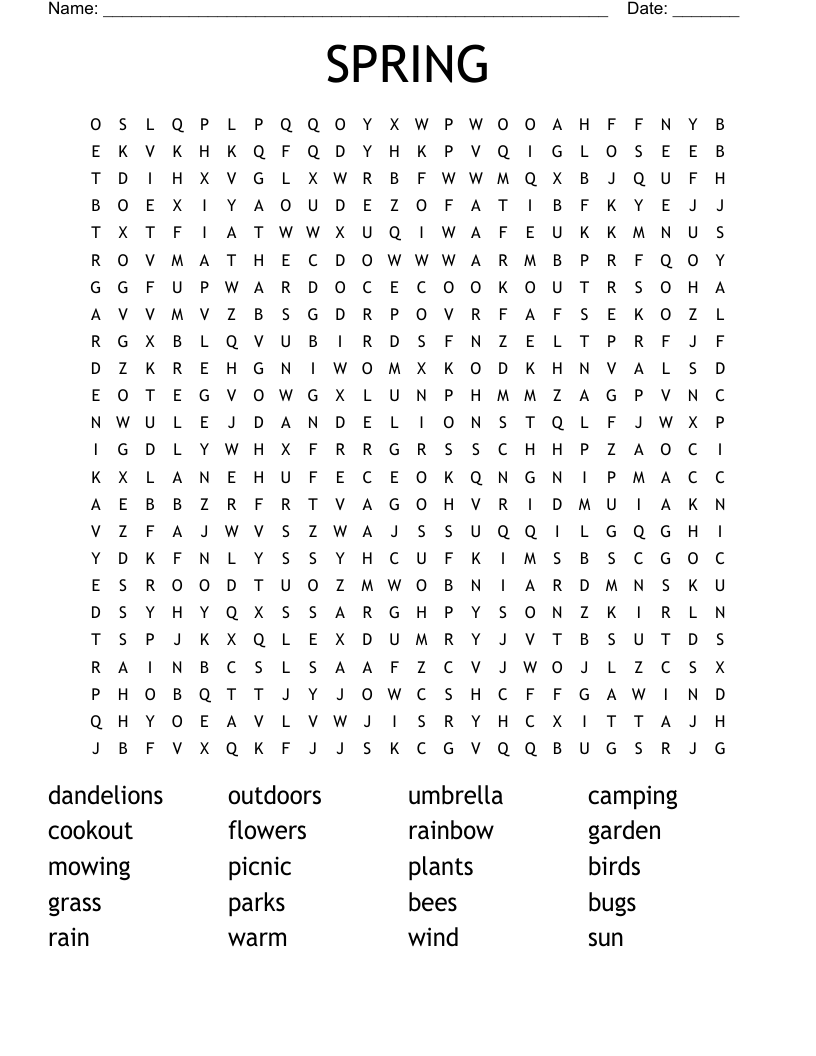 SPRING Word Search