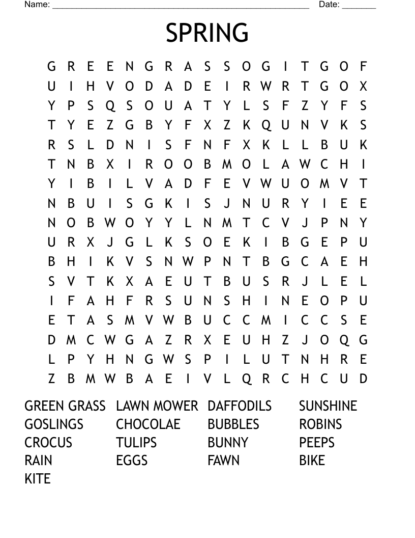 SPRING Word Search