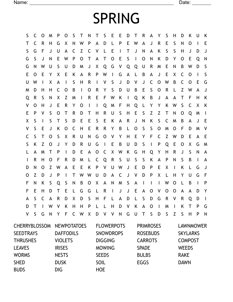 SPRING Word Search