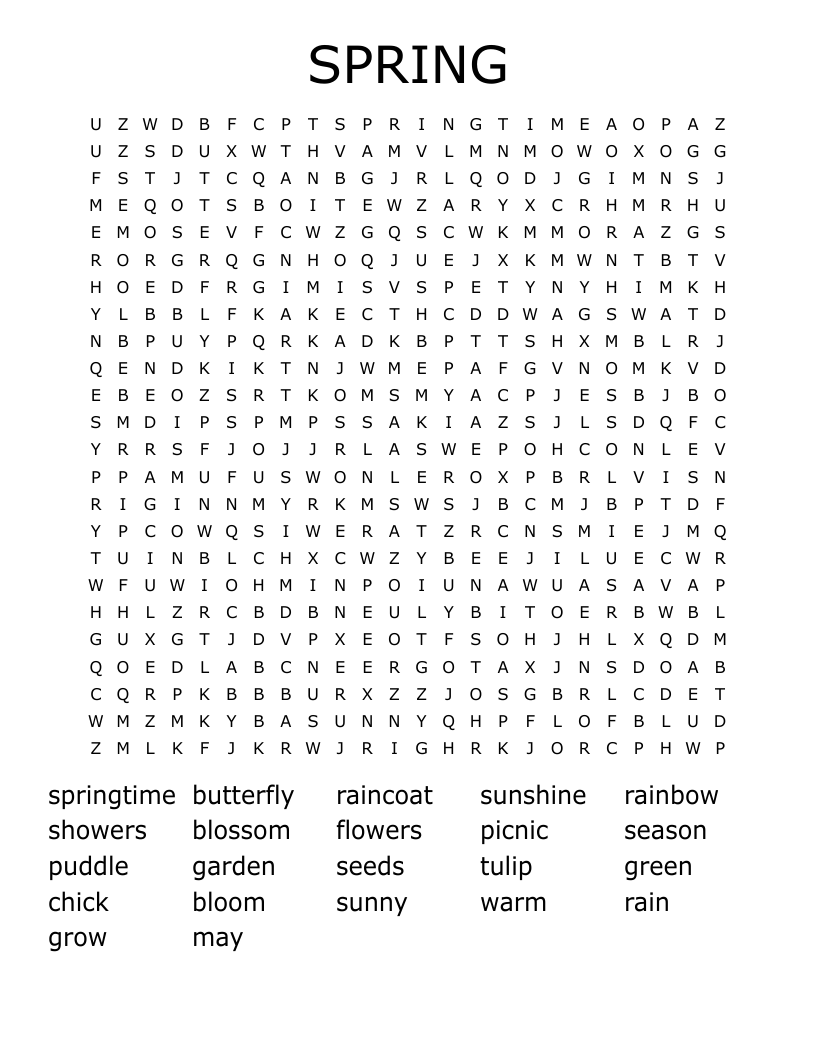 SPRING Word Search