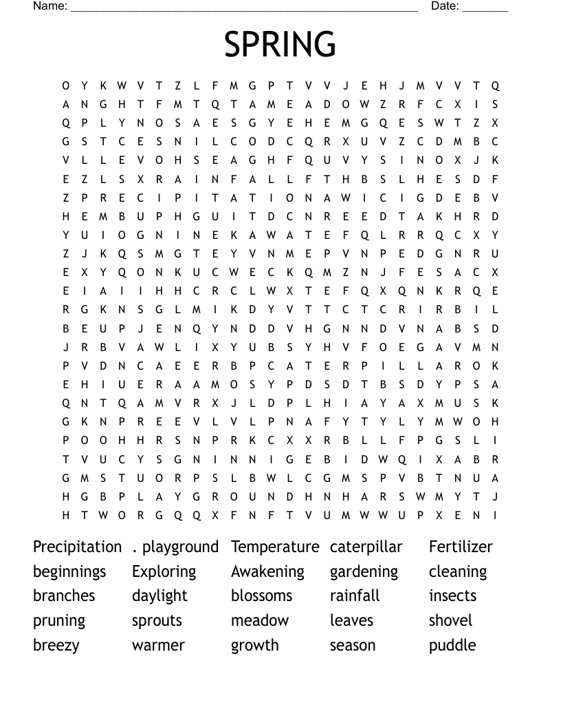 SPRING Word Search