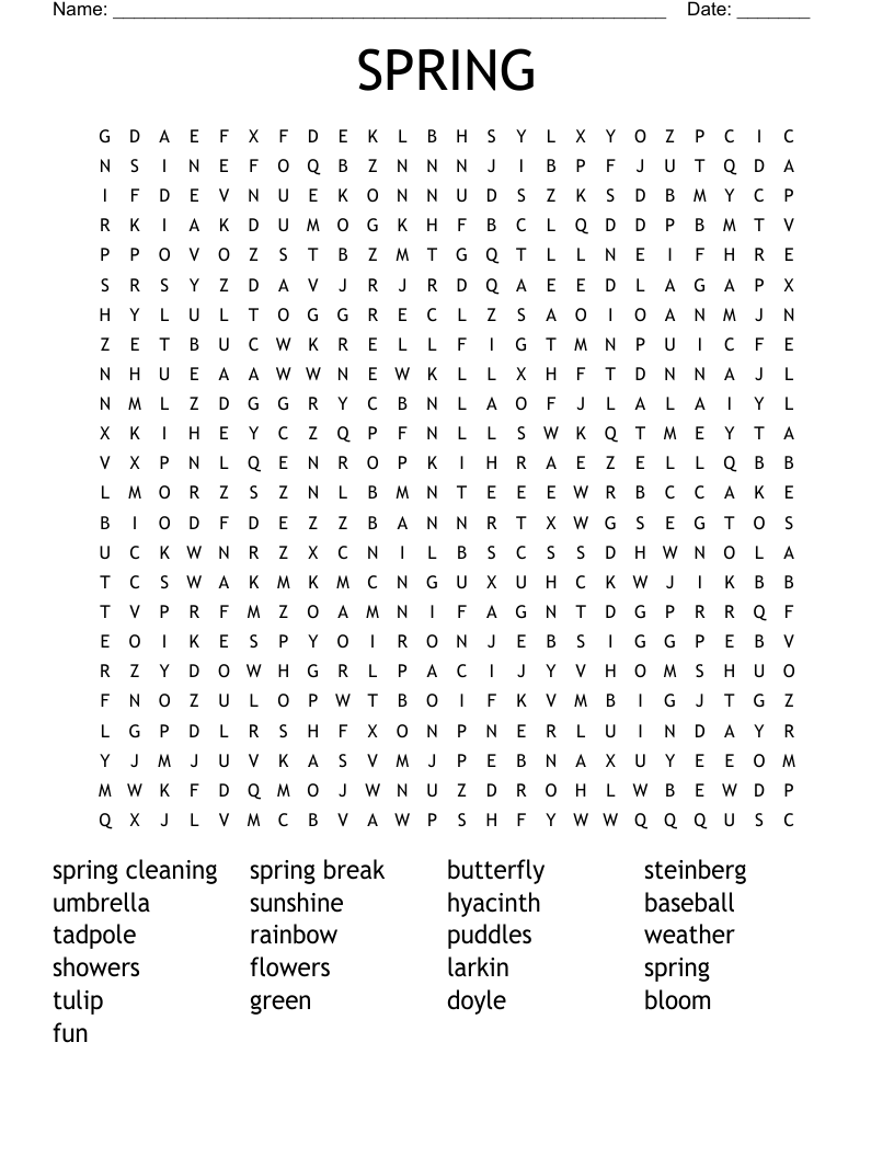 SPRING Word Search