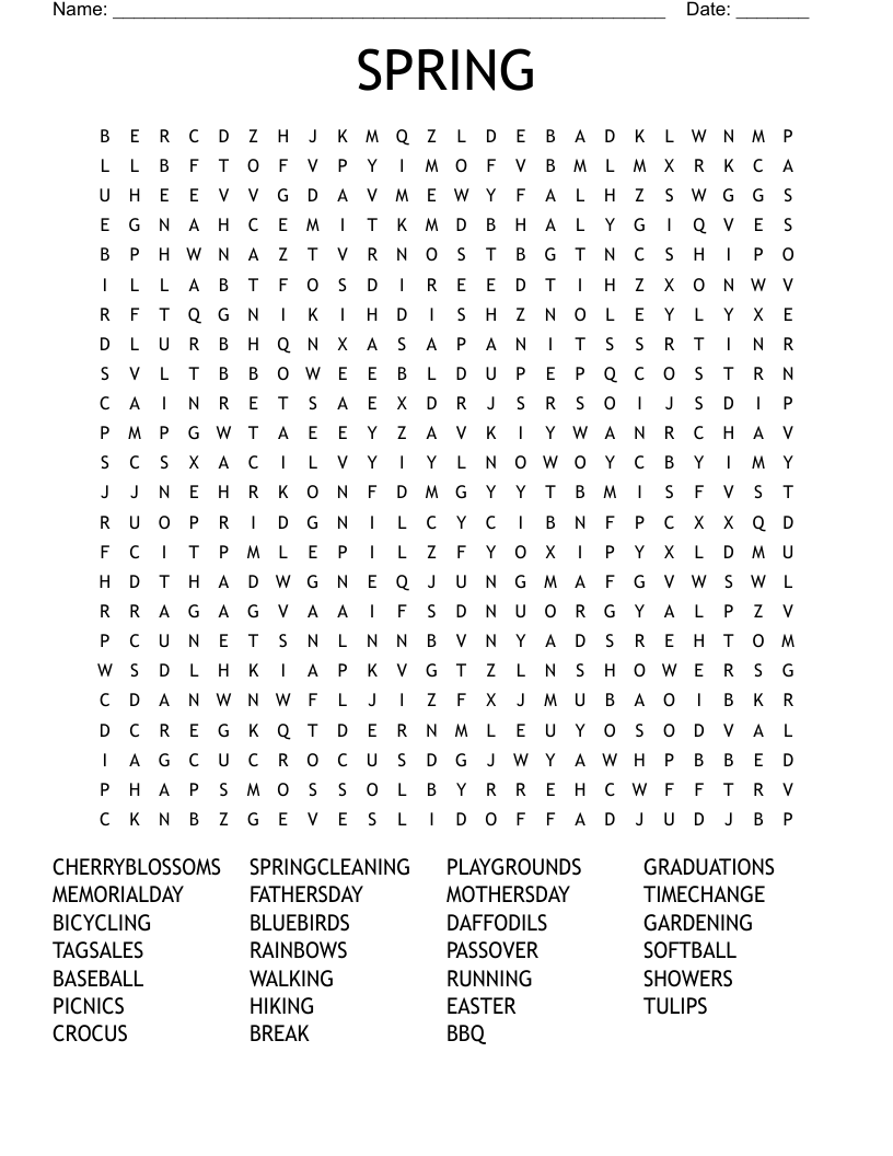 SPRING Word Search