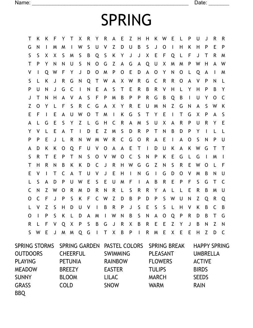 SPRING Word Search