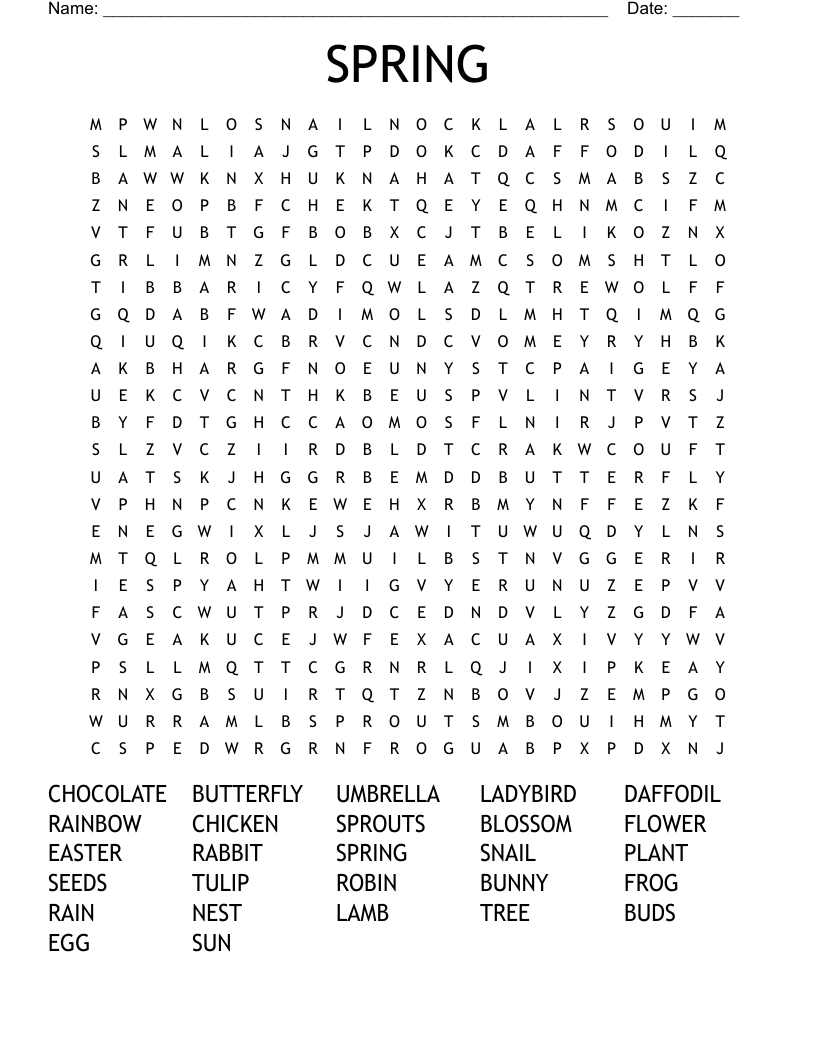 SPRING Word Search