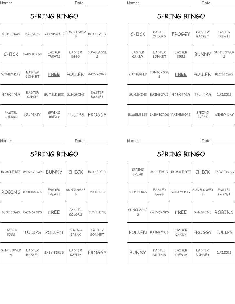 SPRING BINGO
