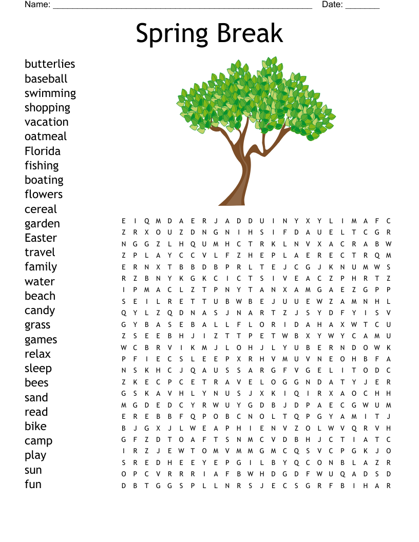 Spring Break Word Search