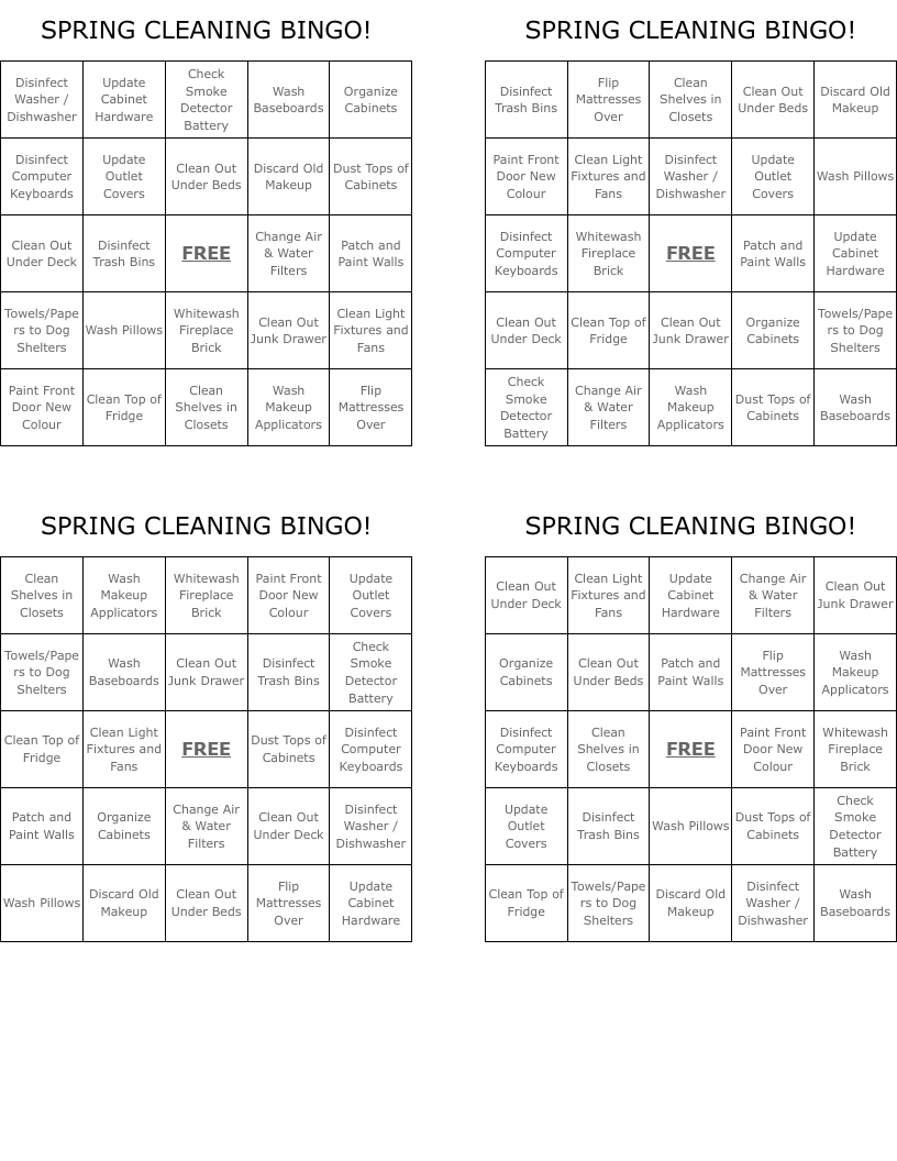 SPRING CLEANING BINGO!