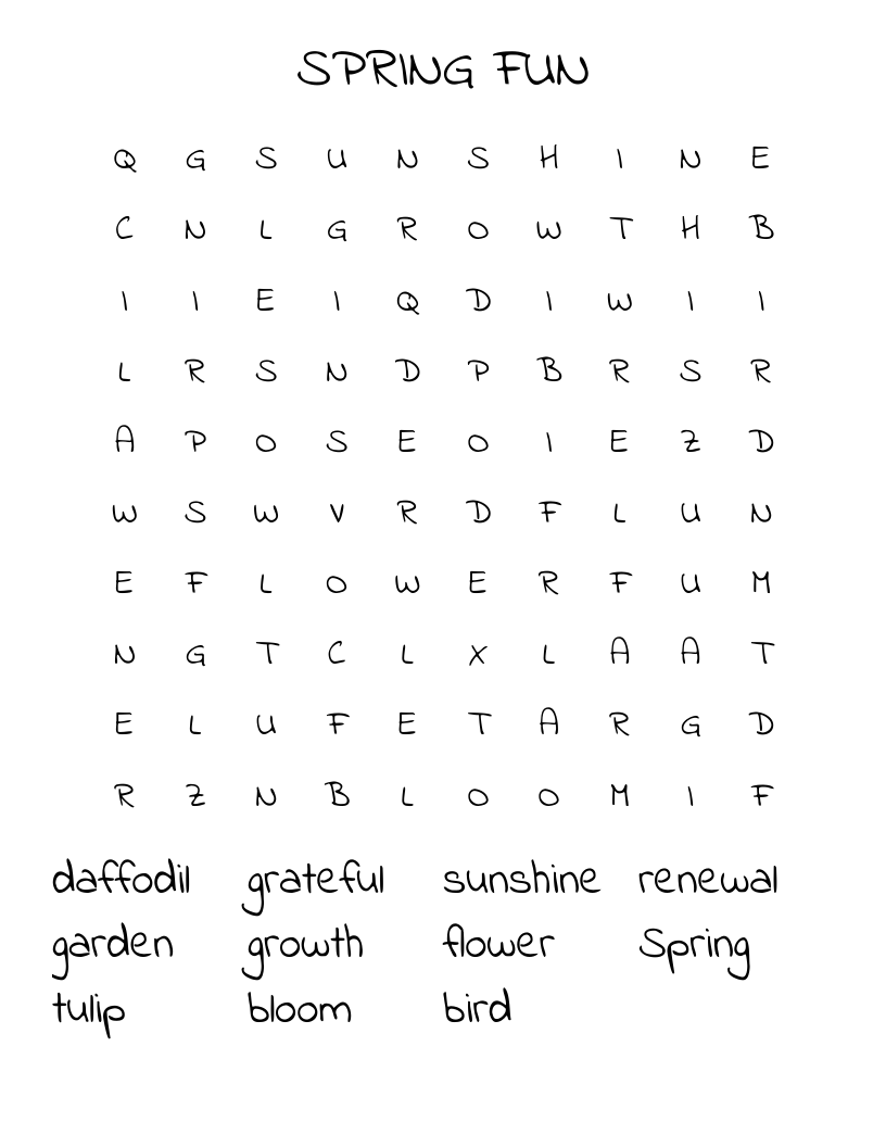 SPRING FUN Word Search