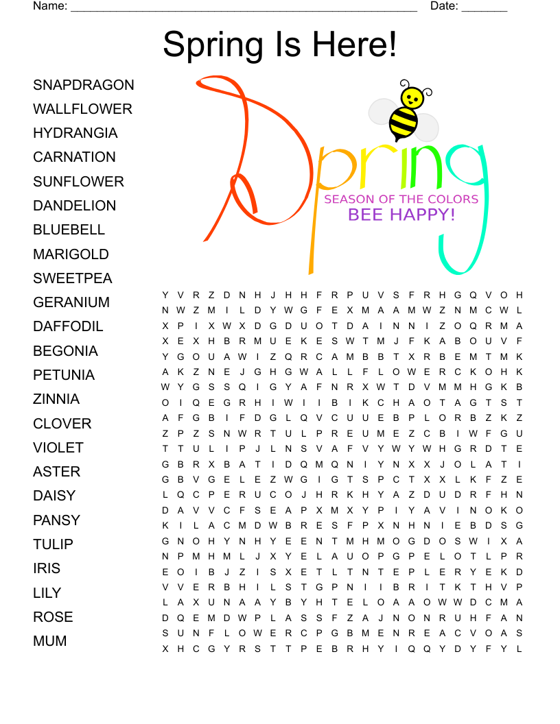 Spring Is Here! Word Search