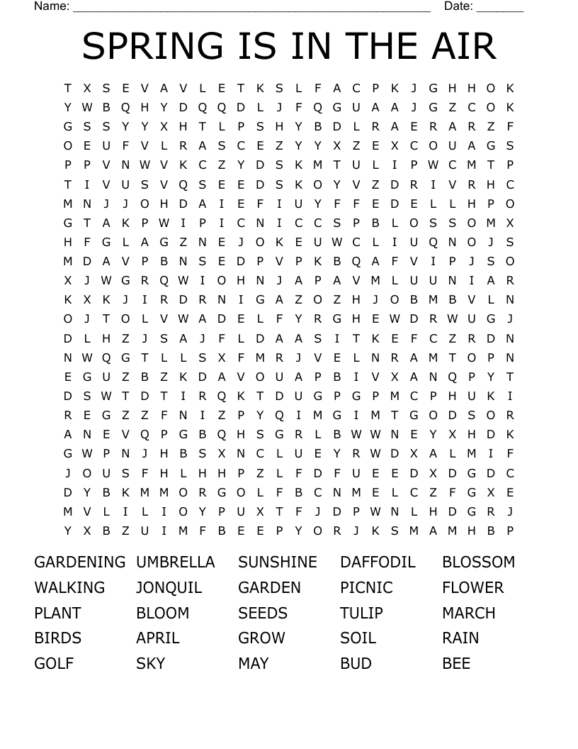 SPRING IS IN THE AIR Word Search