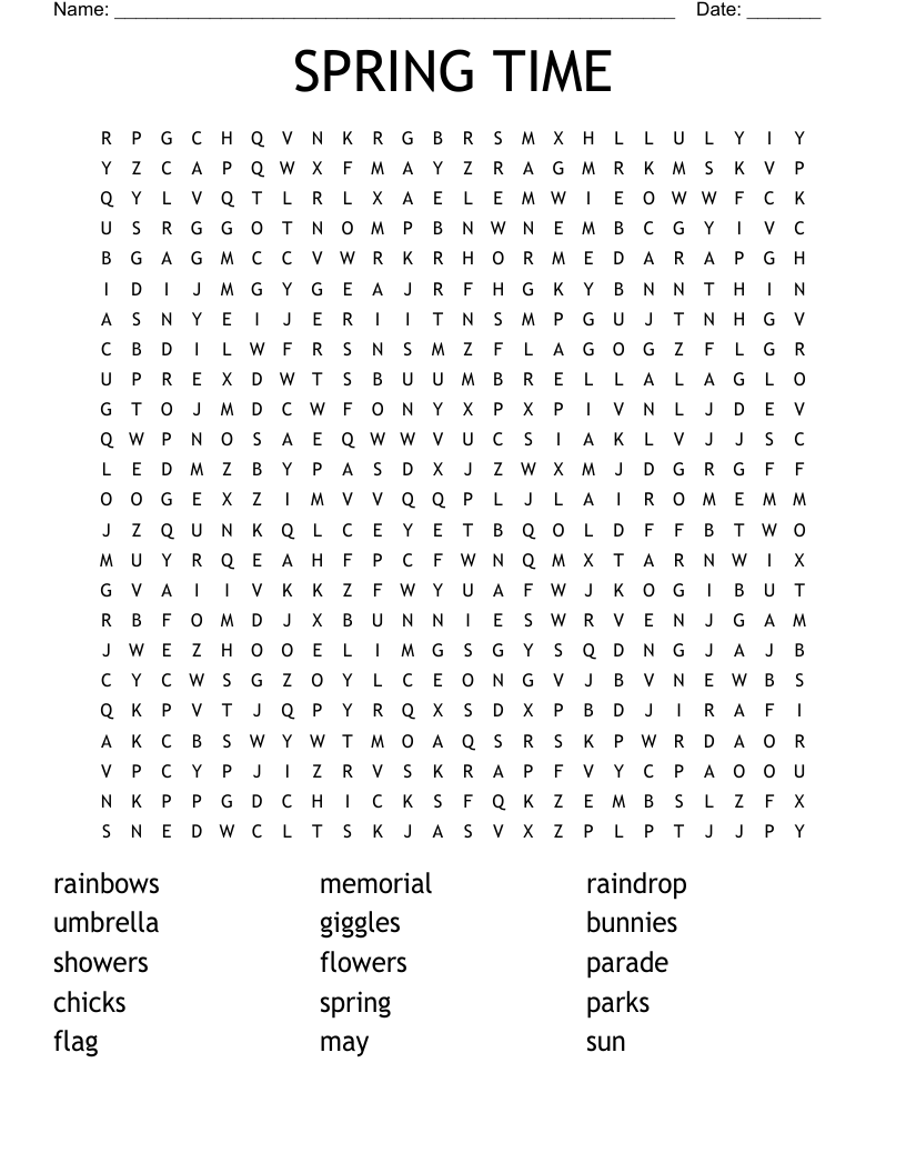 SPRING TIME Word Search