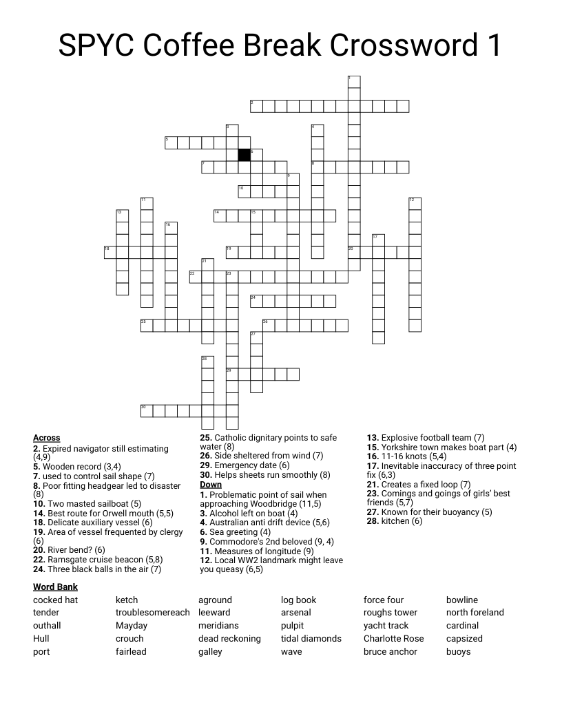 SPYC Coffee Break Crossword 1