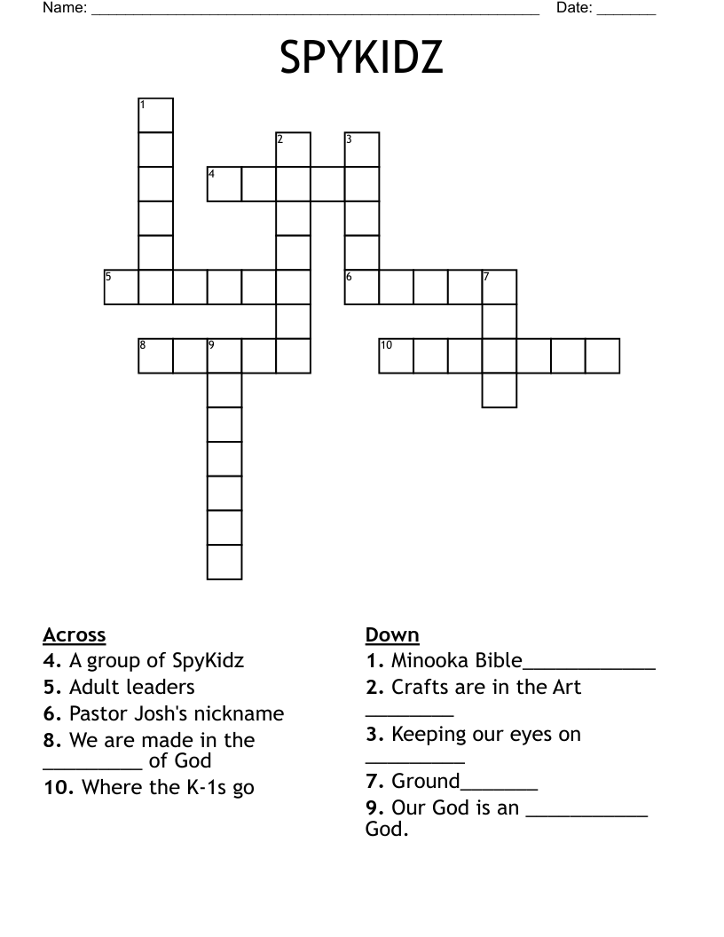 SPYKIDZ Crossword