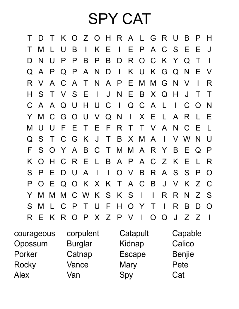 SPY CAT Word Search