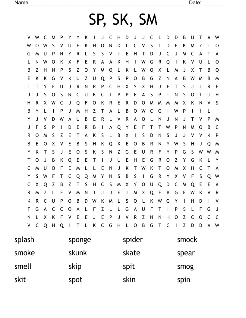 SP, SK, SM Word Search