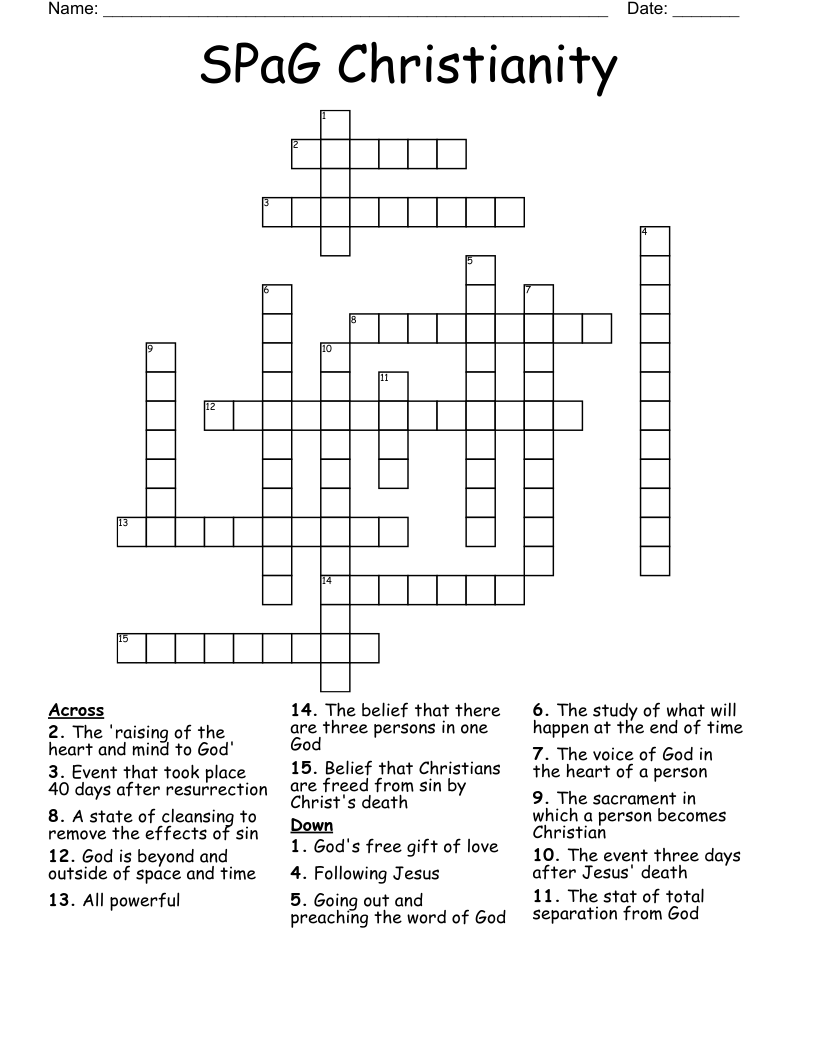 SPaG Christianity Crossword
