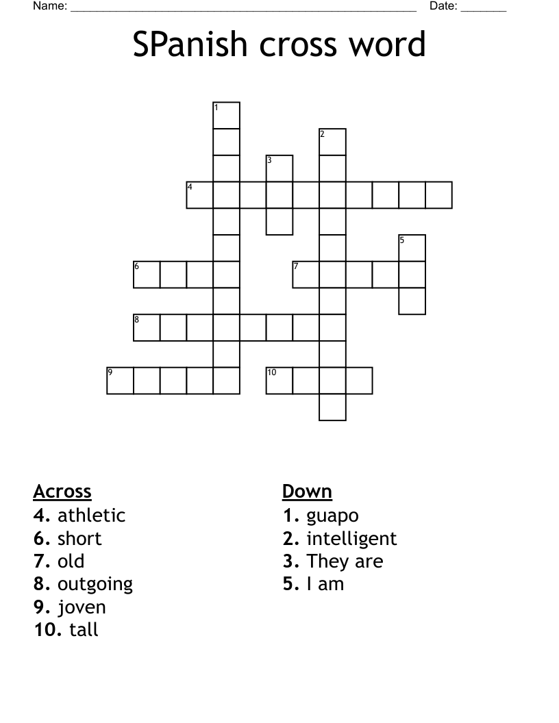 SPanish cross word
