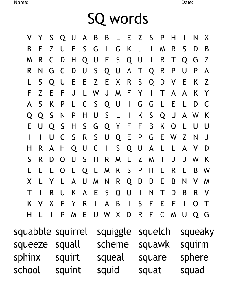 SQ words Word Search