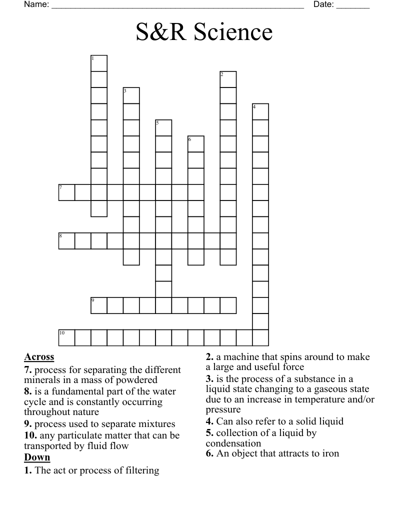 S&R Science Crossword