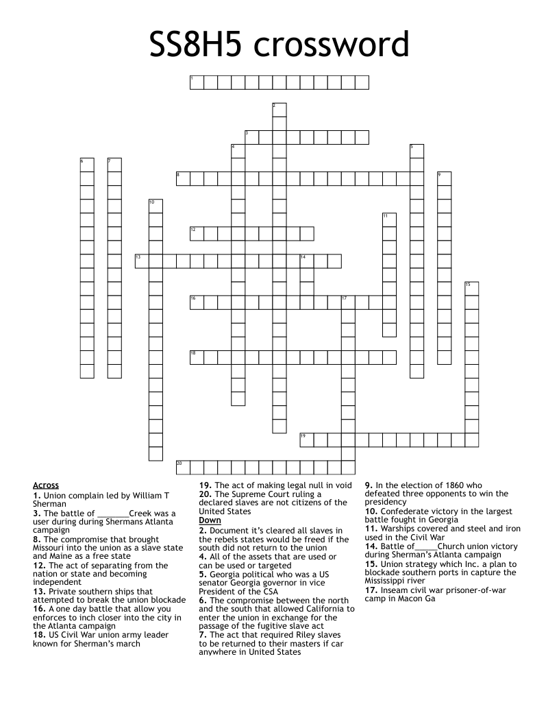 SS8H5 crossword