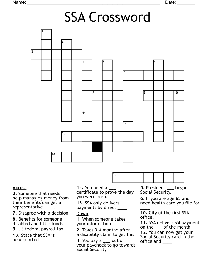 SSA Crossword