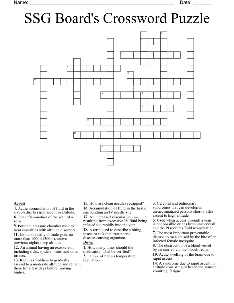 SSG Board's Crossword Puzzle