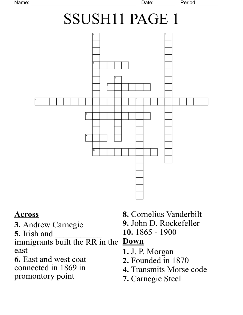 SSUSH11 PAGE 1 Crossword