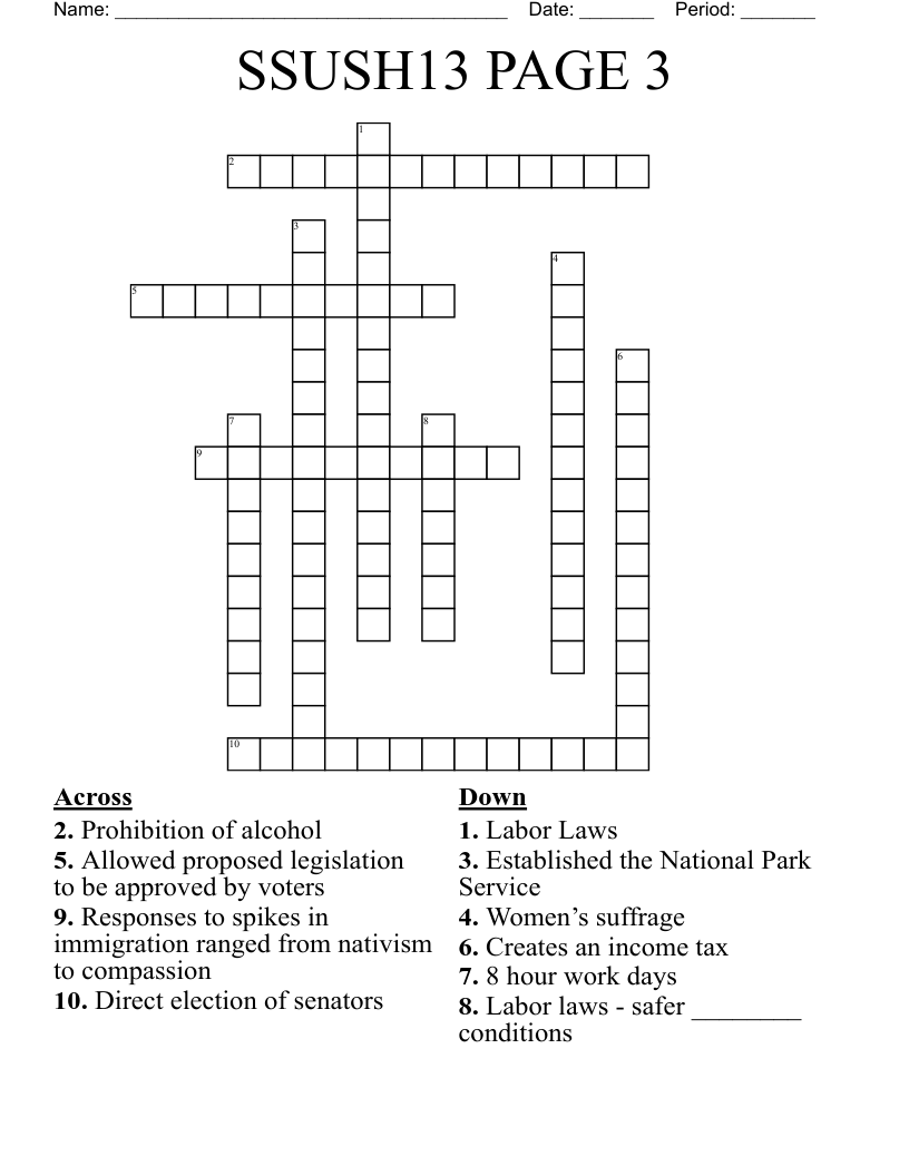 SSUSH13 PAGE 3 Crossword