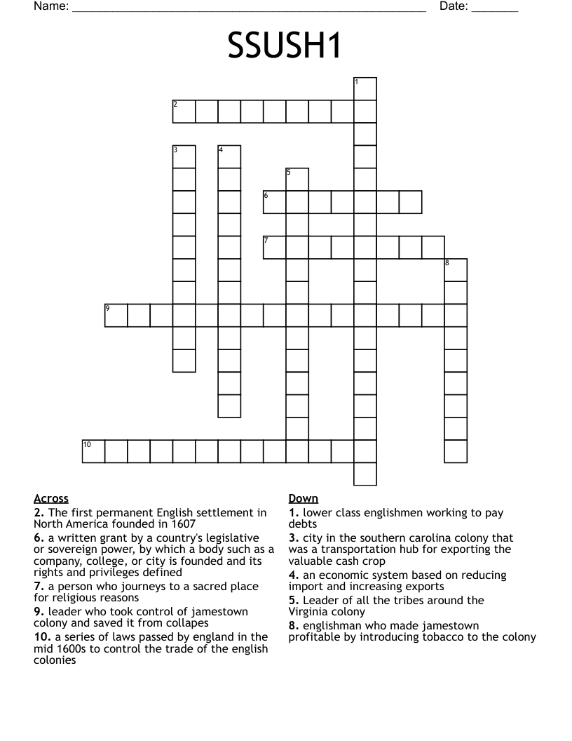 SSUSH1 Crossword