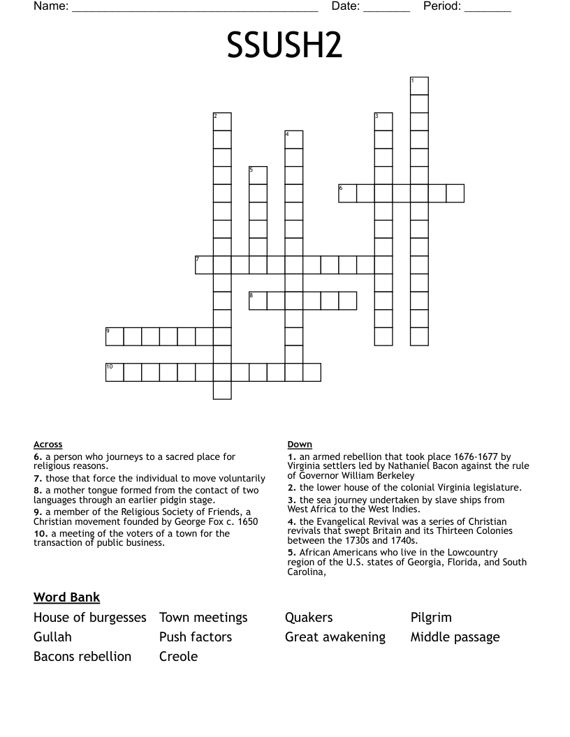 SSUSH2 Crossword