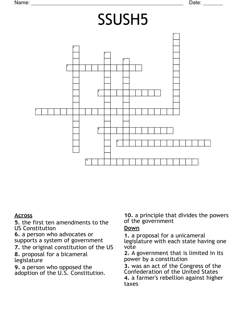 SSUSH5 Crossword