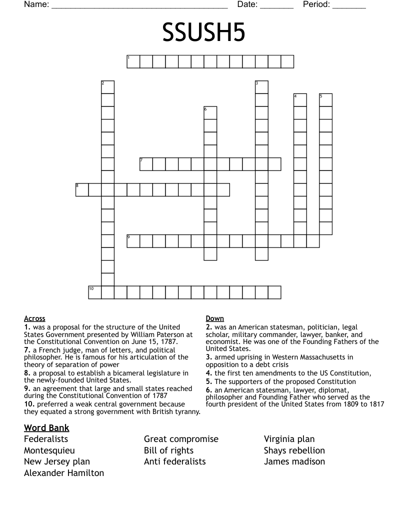 SSUSH5 Crossword