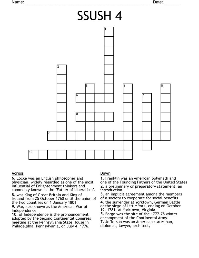 SSUSH 4 Crossword