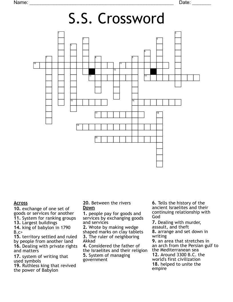 S.S. Crossword