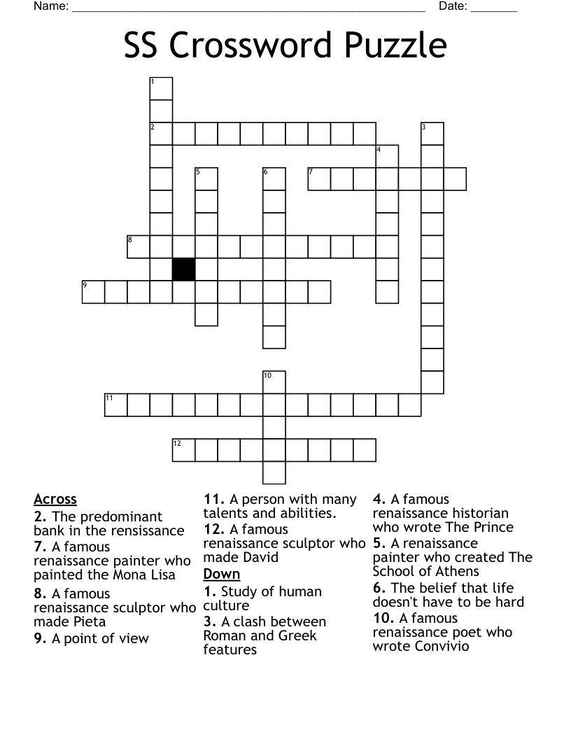 SS Crossword Puzzle