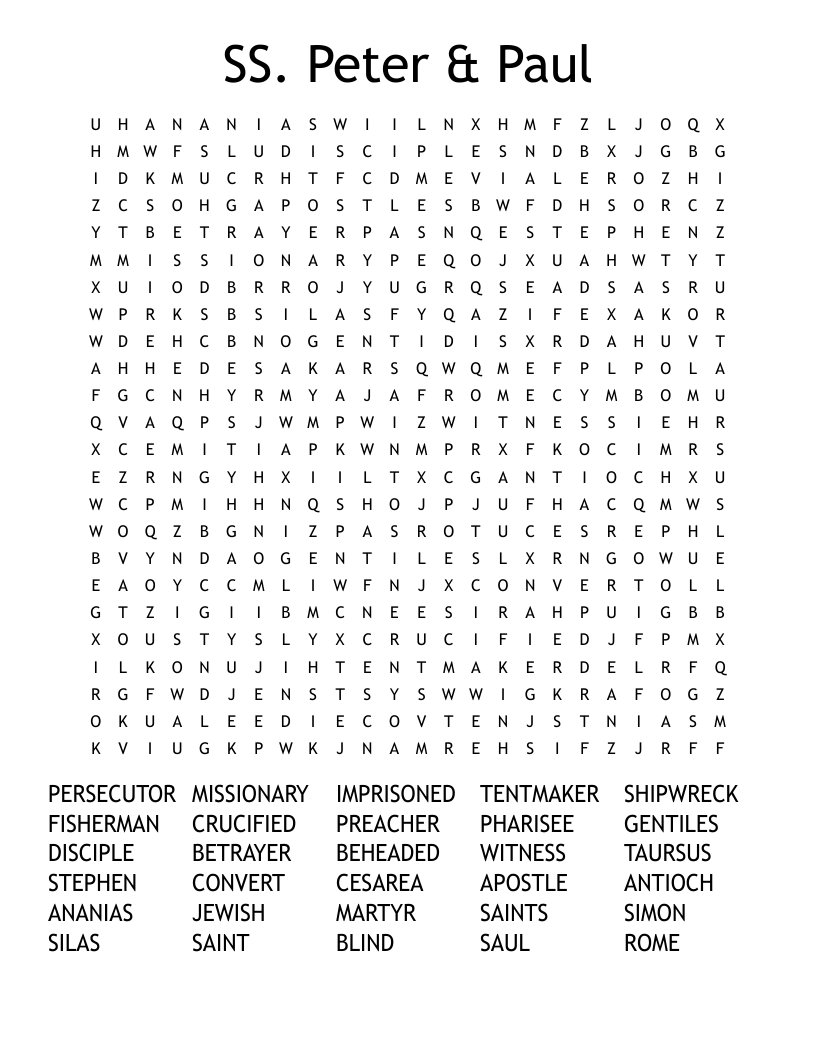 SS. Peter & Paul Word Search
