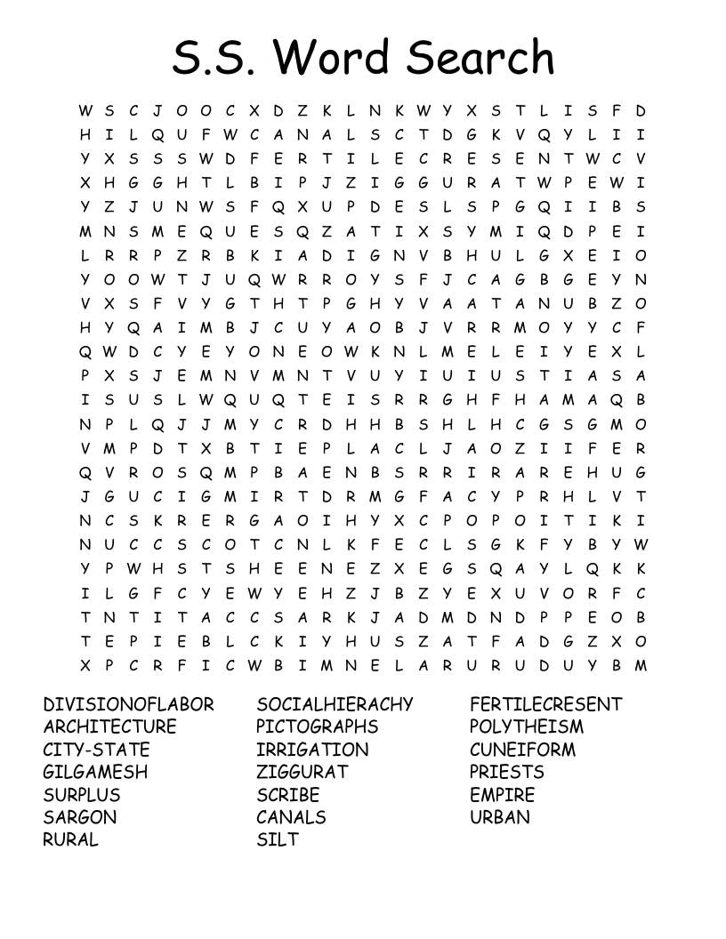 S.S. Word Search