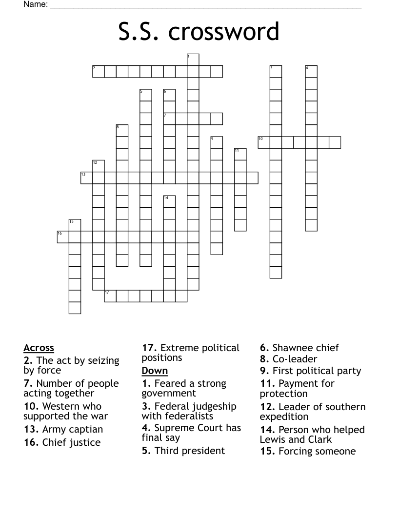 S.S. crossword