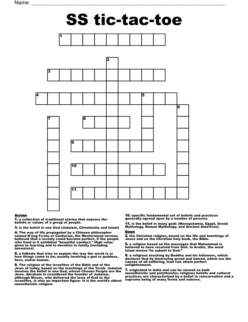 SS tic-tac-toe Crossword
