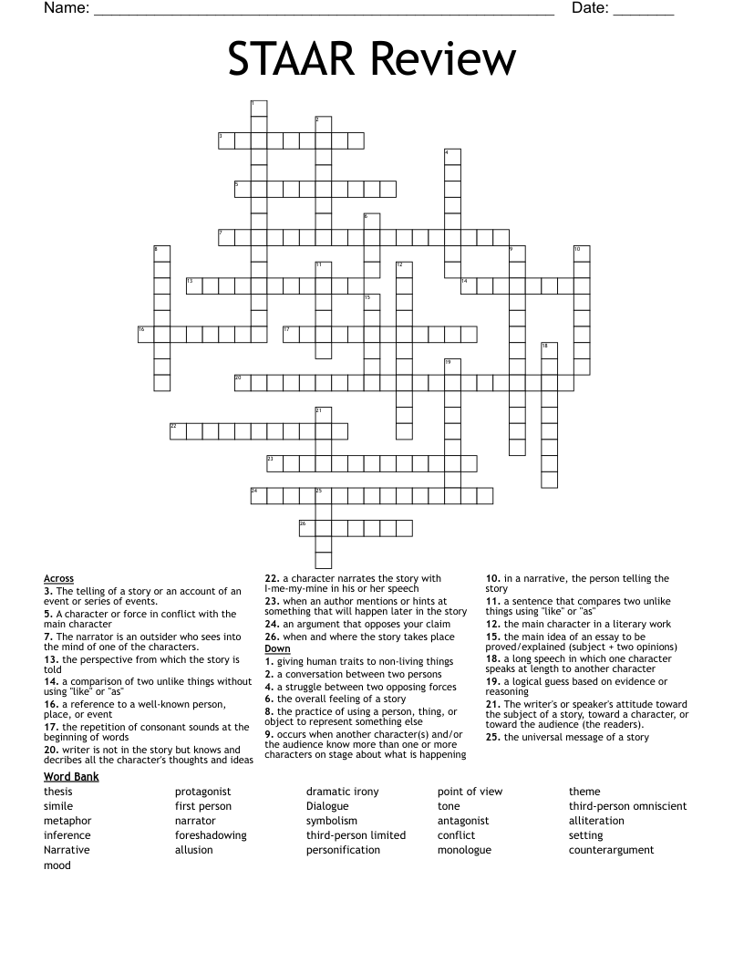 STAAR Review Crossword