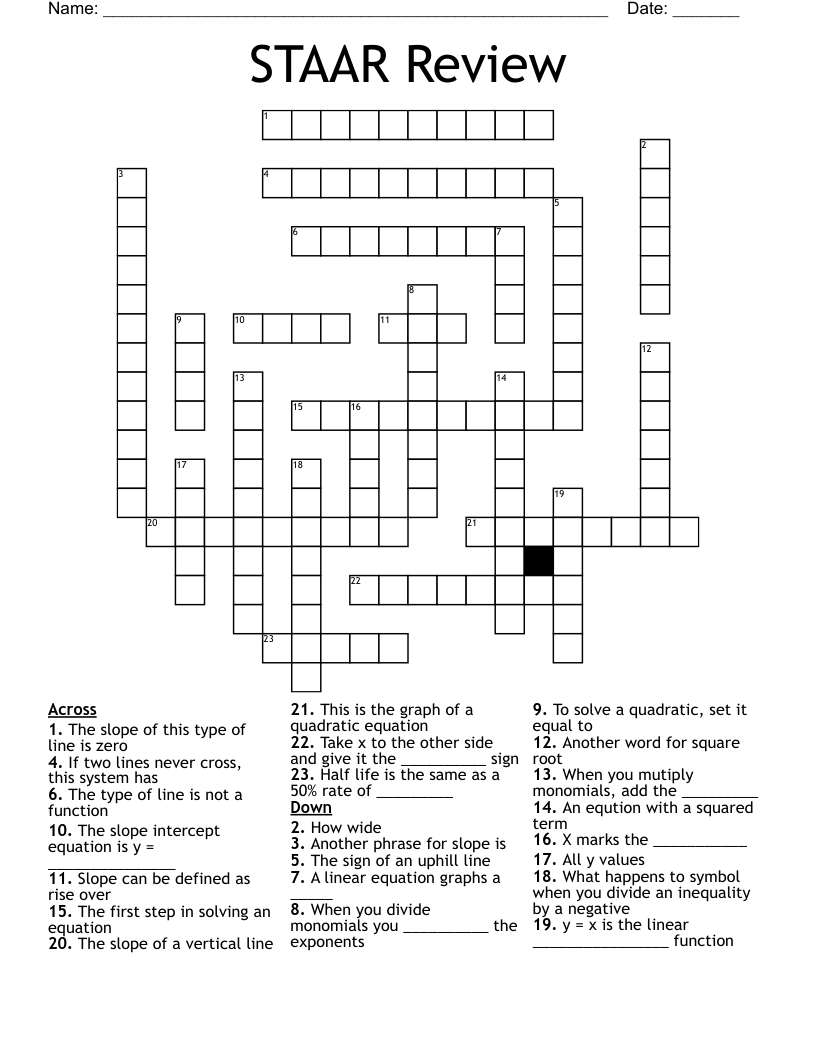 STAAR Review Crossword