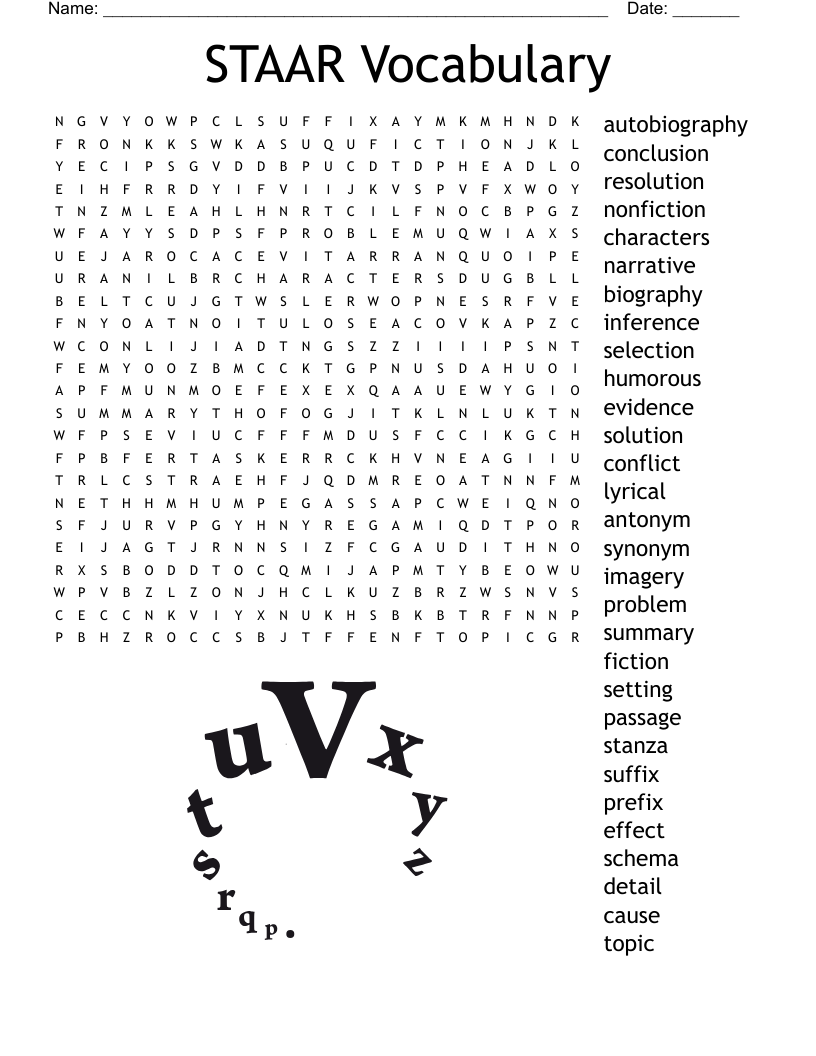 STAAR Vocabulary Word Search